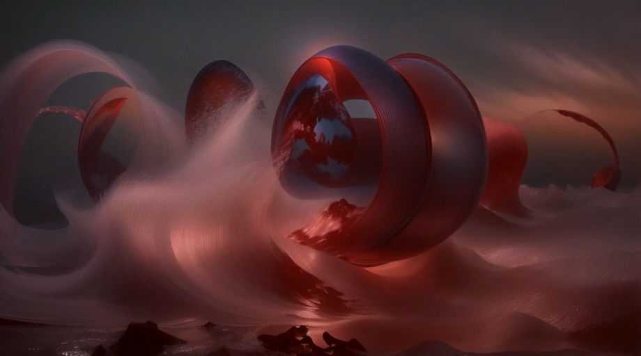 Still from: Red The Ocean Around U, AI live environment, Las Art Foundation, 2024